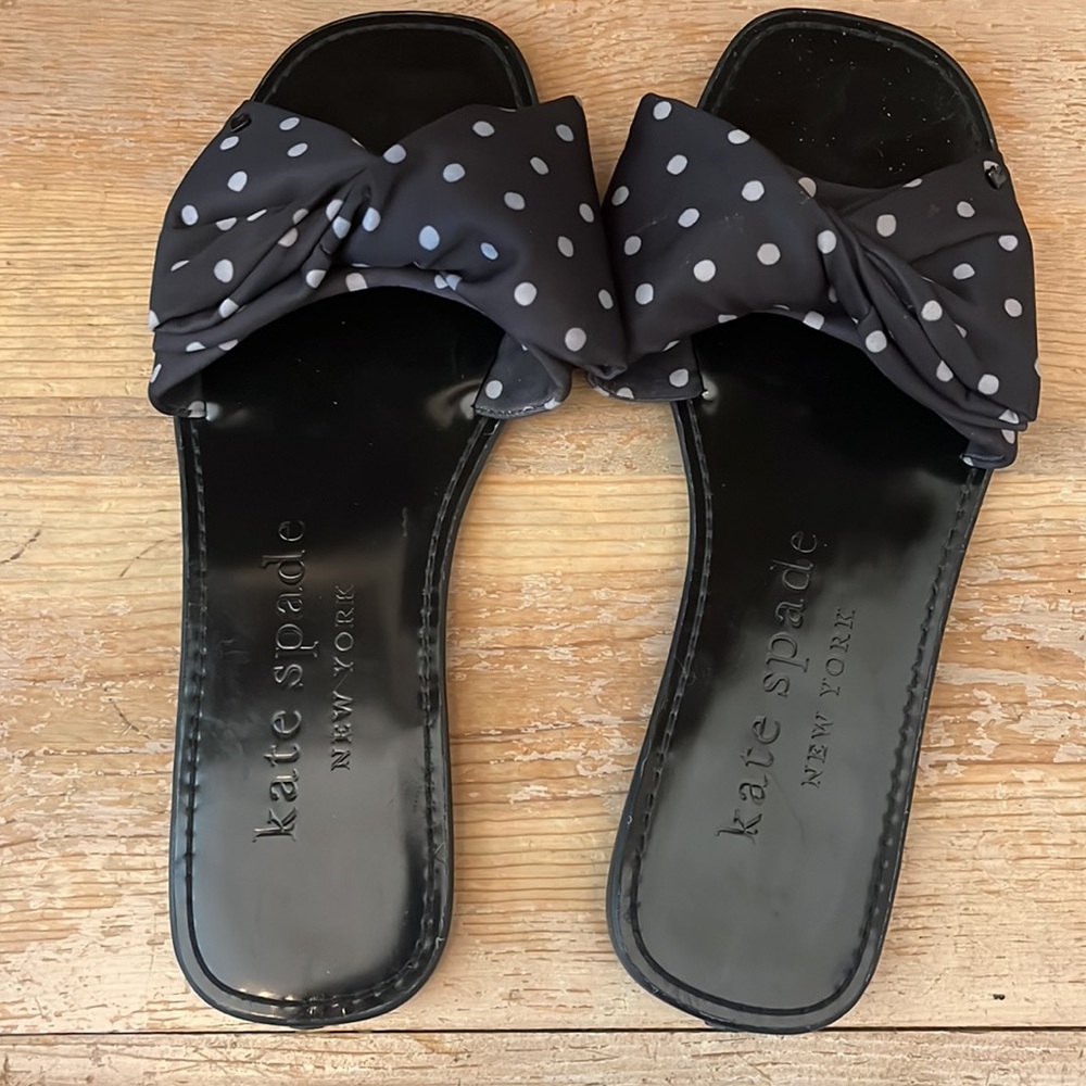 Kate Spade “Bikini” Sandals Slides Polka Dot Bow Neoprene Size 8 - Picture 4 of 10